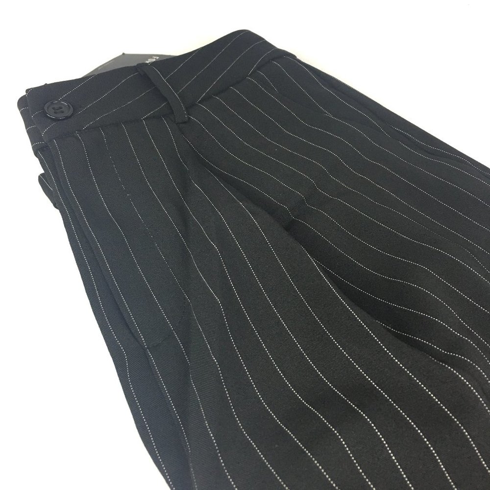 NWT Ladies Black Pants White Pinstripe